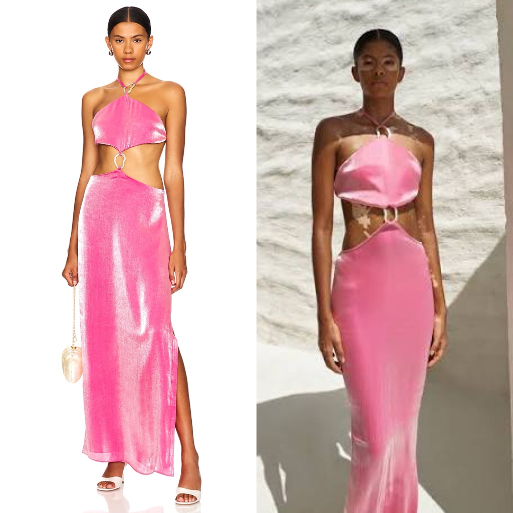 New Nwt Baobab Kira Cut Out Halter Maxi Dress In Corona Pink